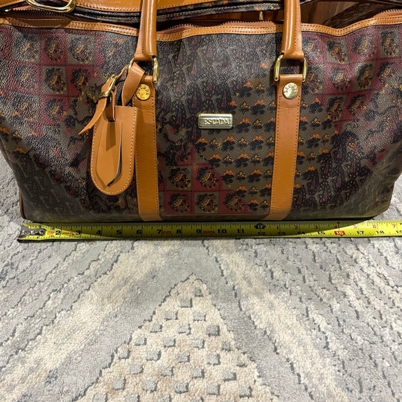 ESCADA Vintage Leather Boston Bag Leather Drum Bag Etro Handle And Strap - Picture 3 of 13